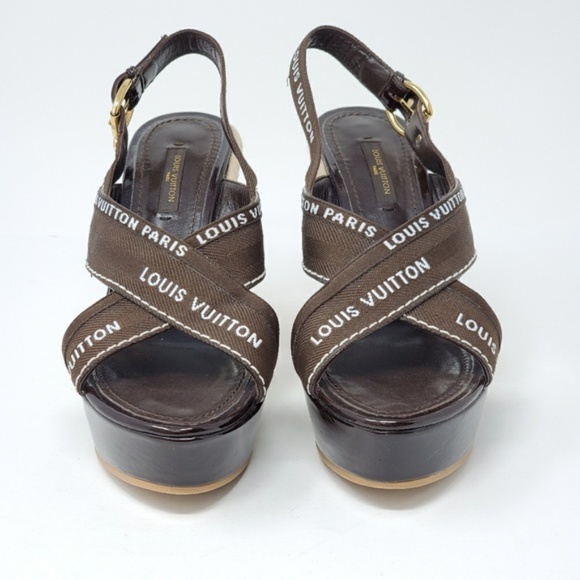 💯 Auth Louis Vuitton Wedge Size 36.5 Excellent - Picture 2 of 7